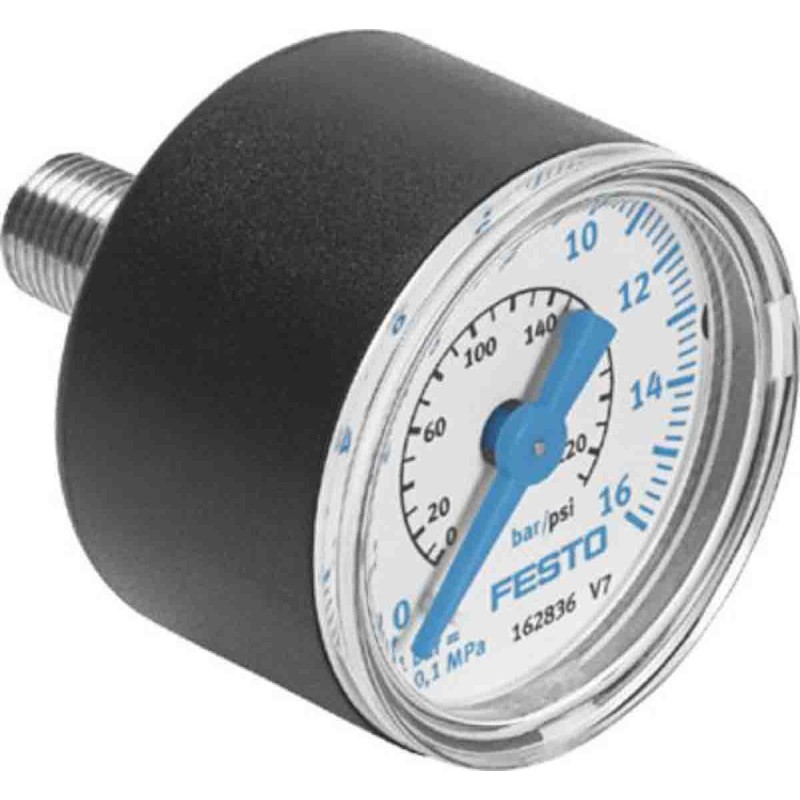 1 pcs - Festo R 1/8 Analogue Pressure Gauge 16bar Back Entry, MA-40-16-1/8-EN-DPA, 0bar min., 529046