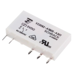 1 pcs - TE Connectivity PCB Mount Power Relay, 5V dc Coil, 6A Switching Current, SPDT