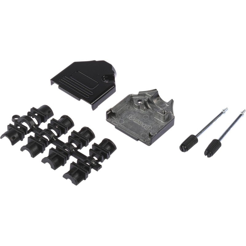 1 pcs - MH Connectors MHDTZK-BK Series Zinc D Sub Backshell, 15 Way, Strain Relief