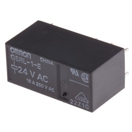 25 pcs - Omron PCB Mount Power Relay, 24V ac Coil, 16A Switching Current, SPDT
