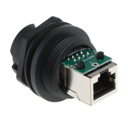 1 pcs - Amphenol Industrial MOD JACK Series Female RJ45 Connector, Panel Mount, Cat5e, STP Shield