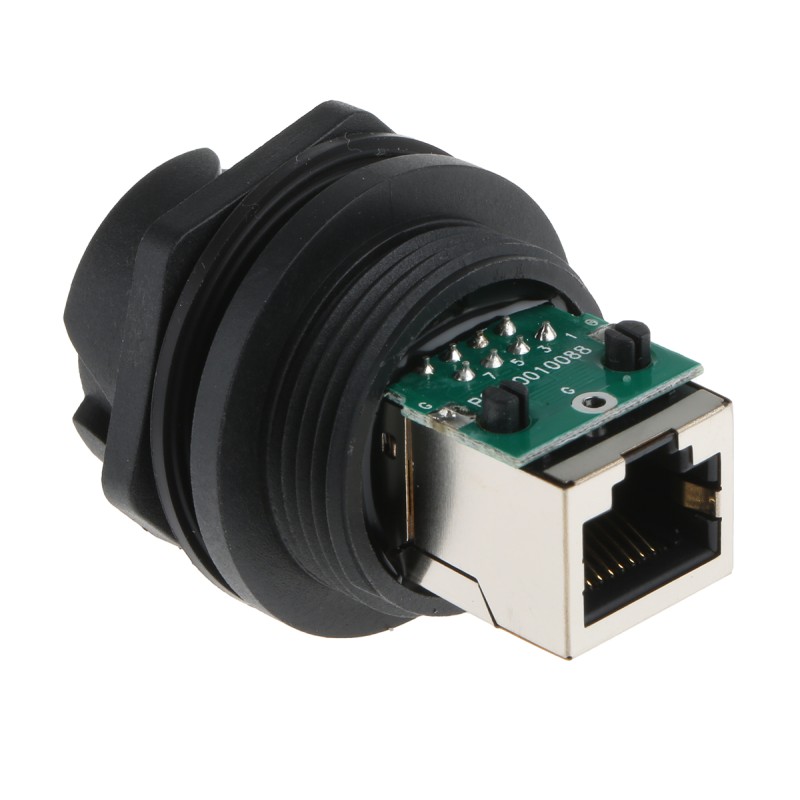 1 pcs - Amphenol Industrial MOD JACK Series Female RJ45 Connector, Panel Mount, Cat5e, STP Shield