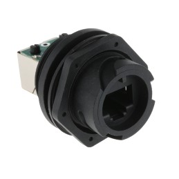 1 pcs - Amphenol Industrial MOD JACK Series Female RJ45 Connector, Panel Mount, Cat5e, STP Shield