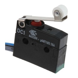 1 pcs - ZF Short Roller Lever Micro Switch, Pre-wired Terminal, 6 A @ 250 V ac, SPDT, IP6K7