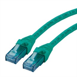 1 pcs - Roline Cat6a Male RJ45 to Male RJ45 Ethernet Cable, U/UTP, Green LSZH Sheath, 300mm, Low Smoke Zero Halogen (LSZH)