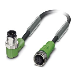 1 pcs - Phoenix Contact Male 4 way M12 to Female 4 way M12 Sensor Actuator Cable, 3m