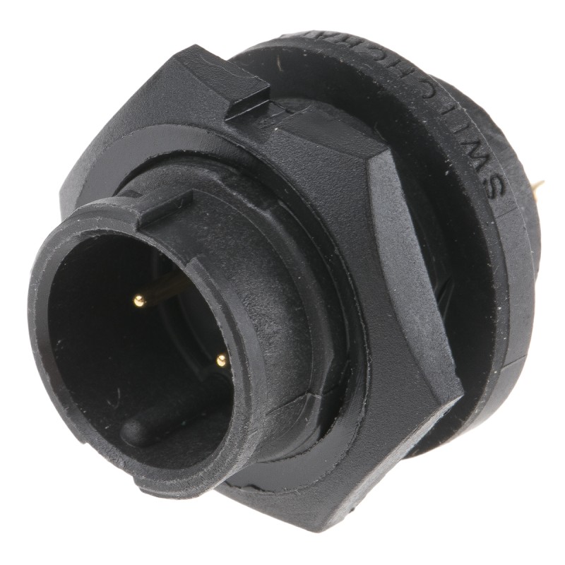 1 pcs - Switchcraft Circular Connector, 2 Contacts, Panel Mount, Plug, Male, IP68, IP69K, EN3 Series