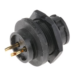 1 pcs - Switchcraft Circular Connector, 2 Contacts, Panel Mount, Plug, Male, IP68, IP69K, EN3 Series