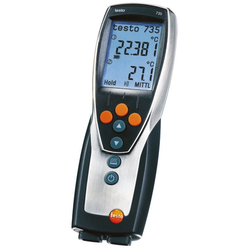 1 pcs - Testo 735-1 Wired Digital Thermometer for Commercial, Industrial Use, PT100 Probe, 3 Input(s), +1760°C Max, ±0.2 °C