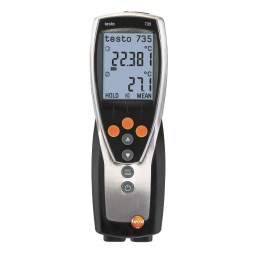 1 pcs - Testo 735-1 Wired Digital Thermometer for Commercial, Industrial Use, PT100 Probe, 3 Input(s), +1760°C Max, ±0.2 °C