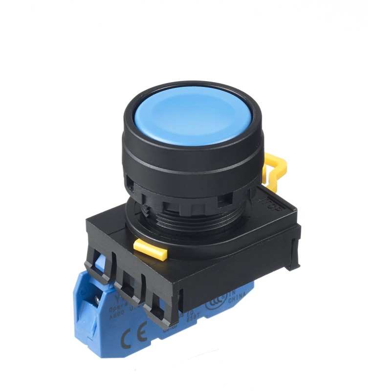 1 pcs - Idec YW Series Illuminated Push Button Complete Unit, Panel Mount, 22mm Cutout, SPST, IP65