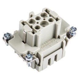 1 pcs - HARTING Heavy Duty Power Connector Insert, 10A, Female, Han ES Series, 6 Contacts