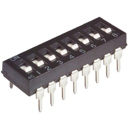 1 pcs - TE Connectivity 8 Way Through Hole DIP Switch SPST, Flush Slide Actuator