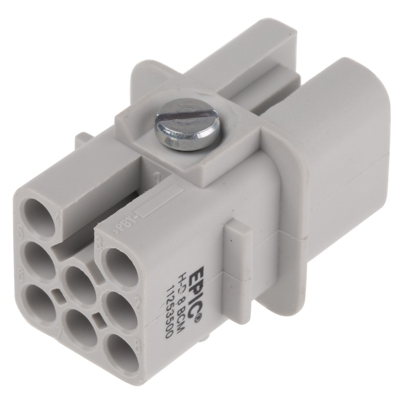 1 pcs - Epic Contact Heavy Duty Power Connector Insert, 10A, Female, H-D Series, 8 Contacts