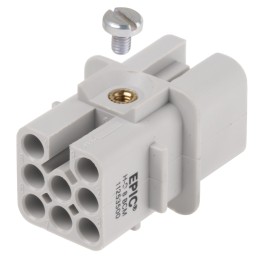 1 pcs - Epic Contact Heavy Duty Power Connector Insert, 10A, Female, H-D Series, 8 Contacts