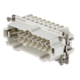 1 pcs - Weidmuller Heavy Duty Power Connector Insert, 16A, Male, HE Series, 16 Contacts