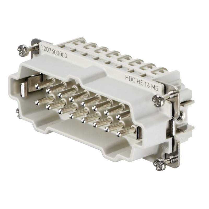 1 pcs - Weidmuller Heavy Duty Power Connector Insert, 16A, Male, HE Series, 16 Contacts