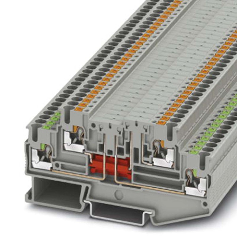 1 pcs - Phoenix Contact PTT 2.5-2L Series Grey DIN Rail Terminal Block, Push In Termination