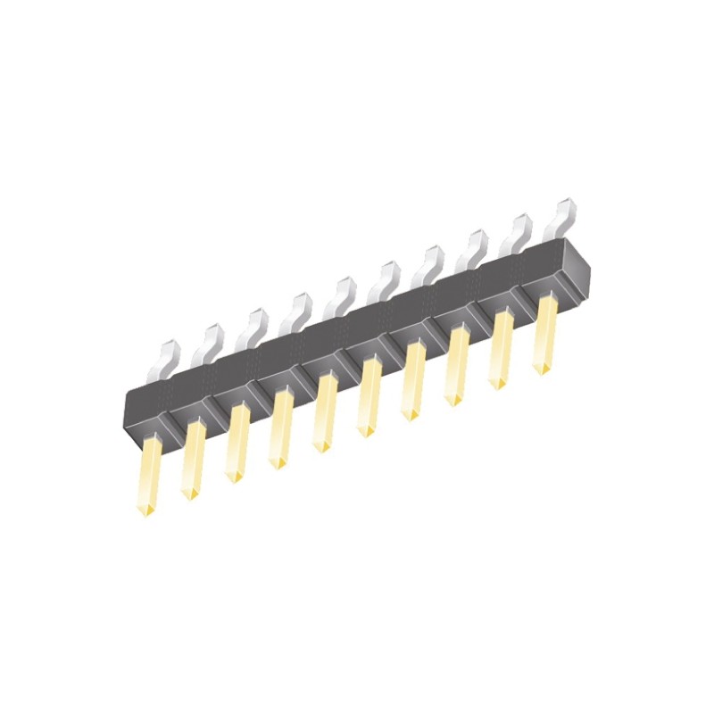1 pcs - Samtec TSM Series Right Angle Surface Mount Pin Header, 10 Contact(s), 2.54mm Pitch, 1 Row(s), Unshrouded