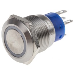 1 pcs - RS PRO Illuminated Push Button Switch, Latching, Panel Mount, 19.2mm Cutout, SPDT, White LED, 250V ac, IP67