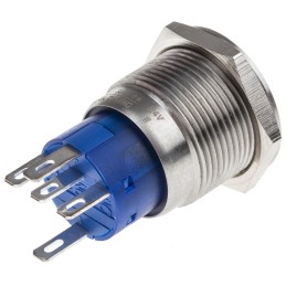 1 pcs - RS PRO Illuminated Push Button Switch, Latching, Panel Mount, 19.2mm Cutout, SPDT, White LED, 250V ac, IP67