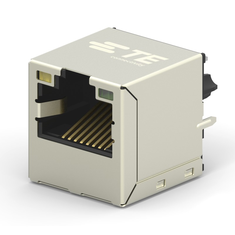 1 pcs - TE Connectivity 2301995 Series Female RJ45 Connector, PCB Mount, Cat6, Nickel Plated Brass Shield