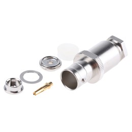 1 pcs - Telegartner, jack Cable Mount BNC Connector, 50Ω, Clamp Termination, Straight Body