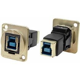 1 pcs - RS PRO Straight, Panel Mount, Socket to Socket Type B to B 3.0 IP40 Feedthrough USB Connector