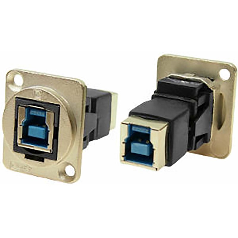 1 pcs - RS PRO Straight, Panel Mount, Socket to Socket Type B to B 3.0 IP40 Feedthrough USB Connector