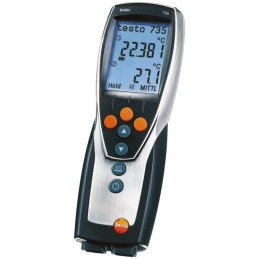 1 pcs - Testo 735-1 Wired Digital Thermometer, PT100 Probe, 3 Input(s), +1760°C Max, 0.2 % Accuracy - RS Calibration