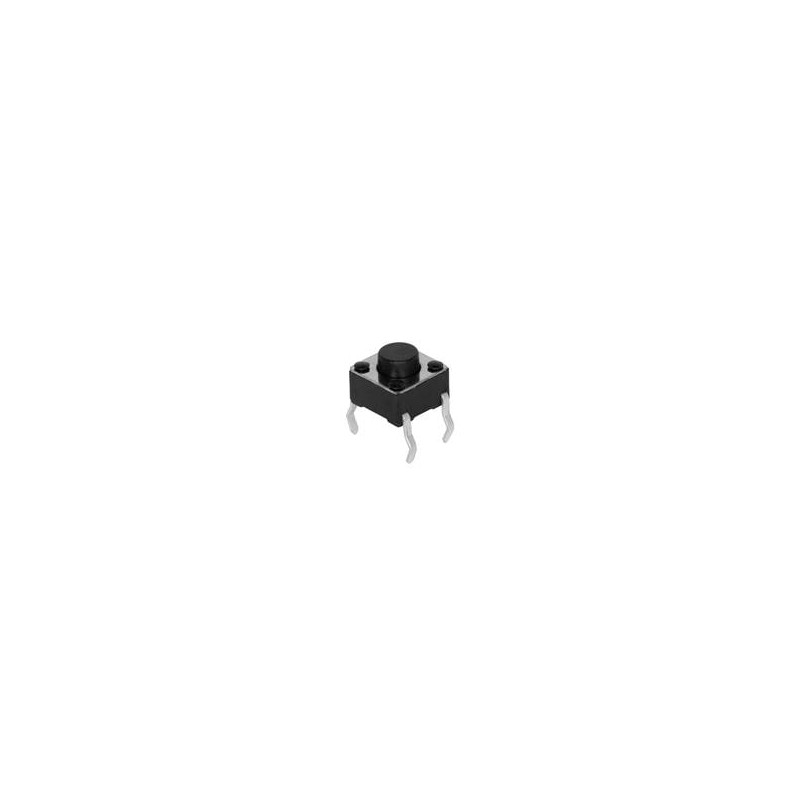 10 pcs : TS02-66-60-BK-100-SCR-D - Tactile Switches 6 x 6 mm, 6 mm Act Height, 100 gf, Black, Short Crimped, Through Hole, SPST,