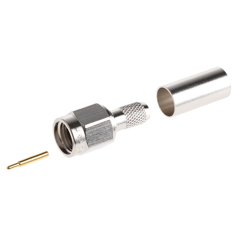1 pcs - Telegartner, Plug Cable Mount SMA Connector, 50Ω, Crimp Termination, Straight Body