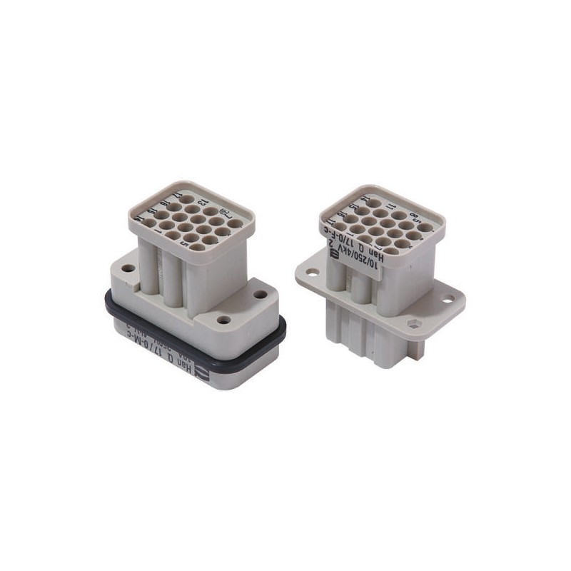 1 pcs - HARTING Heavy Duty Power Connector Insert, 10A, Female, Han Q Series, 18 Contacts