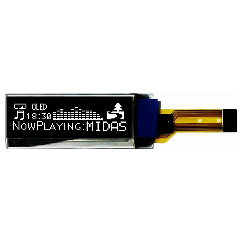 1 pcs - Midas 0.91in White Passive matrix OLED Display 128 x 32pixels COT SPI Interface