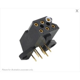 1 pcs - Souriau SMS Series Right Angle PCB Mount PCB Socket, 6-Contact, 2-Row, 5.08mm Pitch, Solder Termination