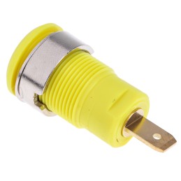 1 pcs - Staubli Yellow Female Banana Socket, 4 mm Connector, Tab Termination, 24A, 1000V, Gold Plating