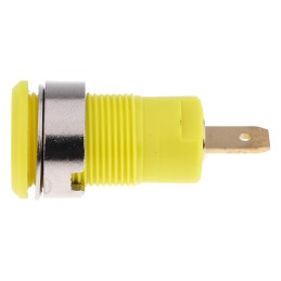 1 pcs - Staubli Yellow Female Banana Socket, 4 mm Connector, Tab Termination, 24A, 1000V, Gold Plating