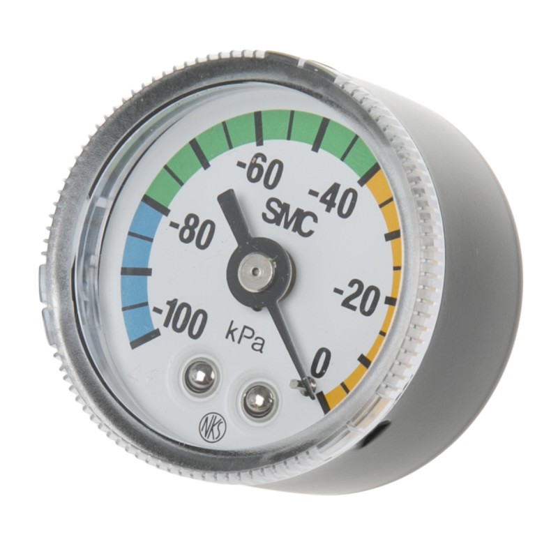 1 pcs - SMC Analogue Pressure Gauge 0kPa Back Entry, GZ46-K-02, -100kPa min.