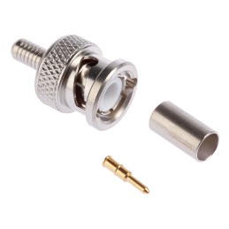 1 pcs - Radiall Straight 50Ω Cable Mount BNC Connector, Plug, Nickel, Crimp Termination, RG141, RG58