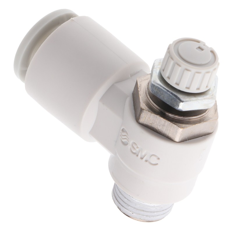 1 pcs - SMC AS Series Threaded Speed Controller, R 1/8 Male Inlet Port x R 1/8 Male Outlet Port x 8mm Tube Outlet Port