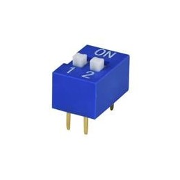 10 pcs : DS01-254-S-02BE - DIP Switches/SIP Switches DIP Switch, SPST, 2.54 pitch, raised actuator, flat bottom, Short pin, 2 po