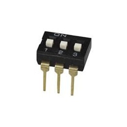 10 pcs : DS04-254-1L-03BK - DIP Switches/SIP Switches DIP Switch, SPST, 2.54 pitch, Raised actuator, long pin, 3 position, Black