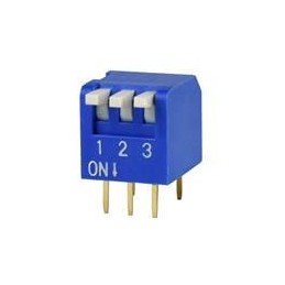 10 pcs : DS02C-254-1L-03BE - DIP Switches/SIP Switches DIP Switch, SPST, 2.54 pitch, Raised actuator, convex bottom, long pin, 3