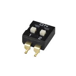 10 pcs : DS04-254-2-02BK-SMT - DIP Switches/SIP Switches DIP Switch, SPST, 2.54 pitch, flat actuator, SMT, 2 position, Black