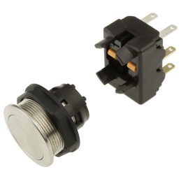 1 pcs - Schurter MSM DP 19 Series Push Button Switch, Momentary, Panel Mount, 19mm Cutout, DPDT, 125/250V ac, IP40