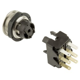 1 pcs - Schurter MSM DP 19 Series Push Button Switch, Momentary, Panel Mount, 19mm Cutout, DPDT, 125/250V ac, IP40