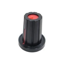 10 pcs : 450-WB118 - Knobs & Dials BLK/RED 17mm D-SHAFT