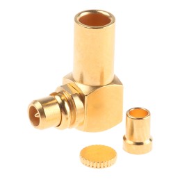 1 pcs - Huber+Suhner, Plug Cable Mount MMCX Connector, 50Ω, Crimp Termination, Right Angle Body
