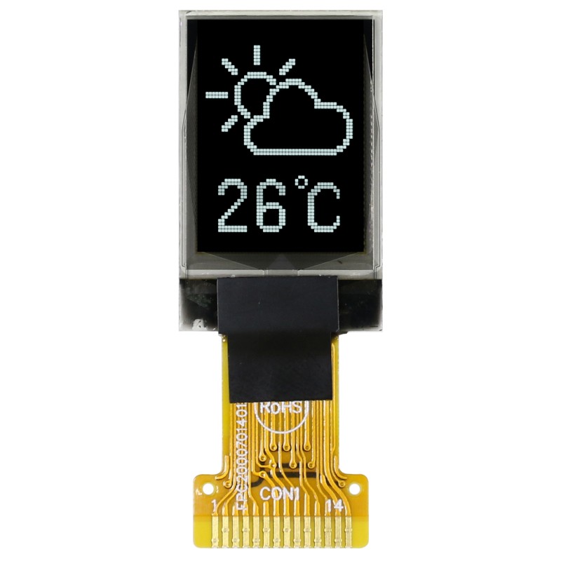 1 pcs - Midas 0.71in White Passive matrix OLED Display 48 x 64pixels COT I2C Interface