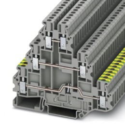 1 pcs - Phoenix Contact UT 2.5-PE/L/L Series Grey DIN Rail Terminal Block, 2.5mm², Triple-Level, Screw Termination